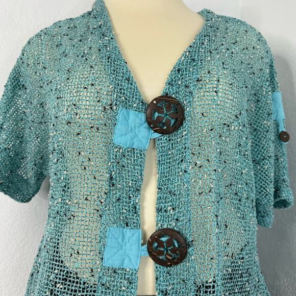 Knit Fairy Boho Sheer Knit Top Blue - Picture 2 of 8